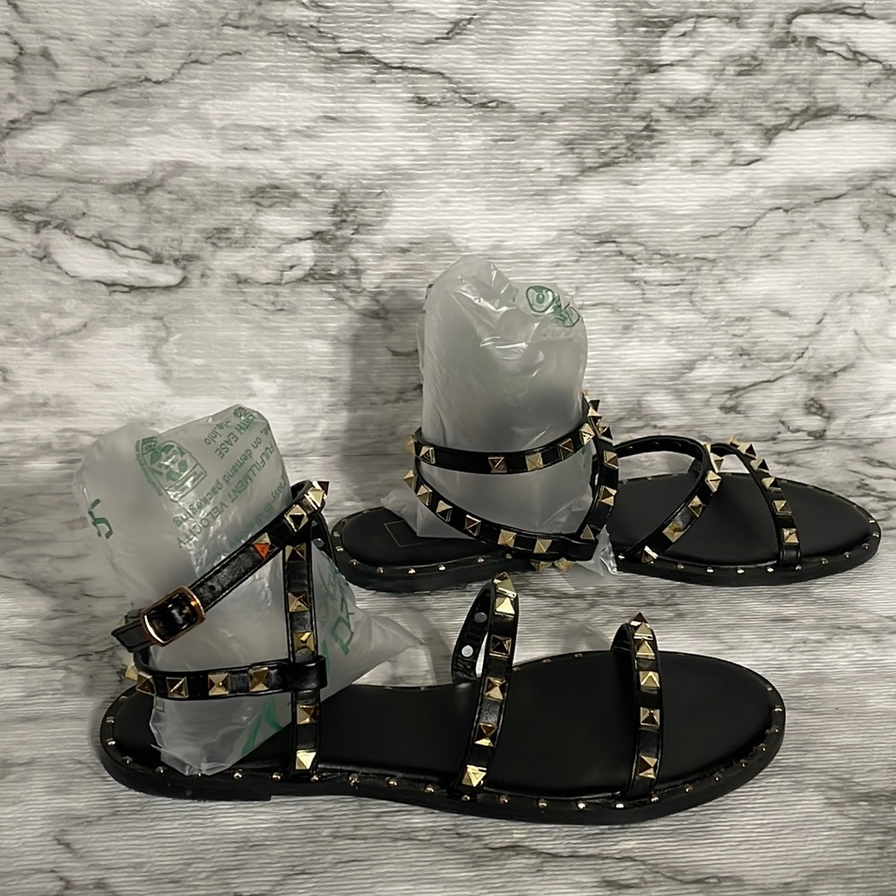 Shu shop, studded, strap, flat sandals.